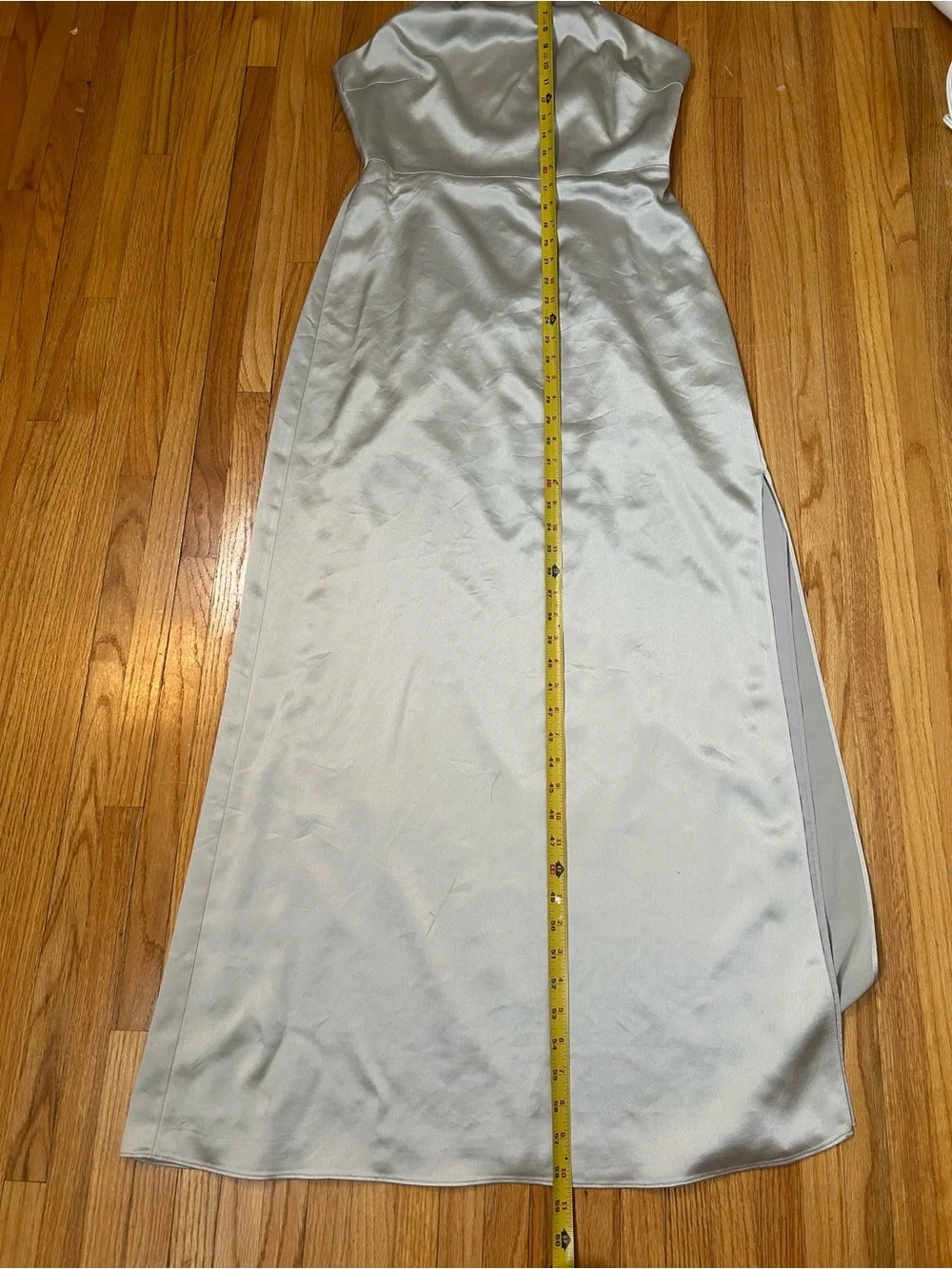 Milly Taryn Satin Halter Maxi Dress in Silver